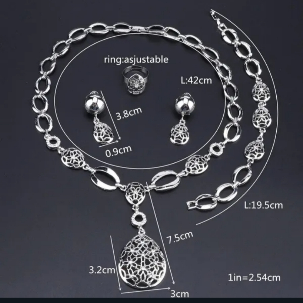 NWT Adorable Boho 4 Piece Silver Statement Jewelry Set! - Picture 3 of 13